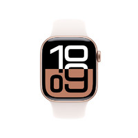 Apple 苹果 Watch Series 10 智能手表 GPS款 42mm 玫瑰金色 淡桃粉色橡胶表带 S/M