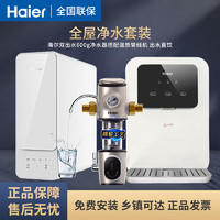 百亿补贴：Haier 海尔 家用双出水600g净水器ro反渗透智能阻垢直饮机前置全屋套装