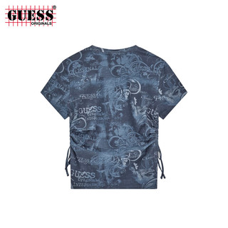 GUESS Originals24年新款秋季女士潮流印花侧边抽绳设计短袖T恤 FB6M-