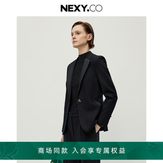 奈蔻【美利奴羊毛】NEXY.CO/2024年冬季休闲西装外套 黑色 S