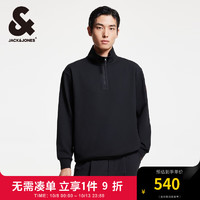 杰克·琼斯（JACK&JONES）冬季略宽松半拉链款式时尚潮流百搭舒适立领卫衣男224433045 纯黑色E43 常规 纯黑色E43 175/96A/M