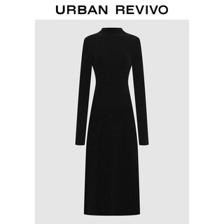 URBAN REVIVO UR2024冬季女装百搭气质修身显瘦连衣裙UWJ940053 黑色 M