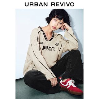 URBAN REVIVO UR2024秋季女装学院风撞色印花超宽松罩衫衬衫UYV240023 冰淇淋绿 L(XL-XXL)