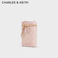 CHARLES & KEITH 24秋季CK2-00701397菱格链条斜挎迷你手机包女 粉红色Pink XS