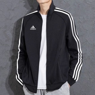 adidas 阿迪达斯 外套男秋季跑步运动立领夹克户外防风运动服 黑/白 M