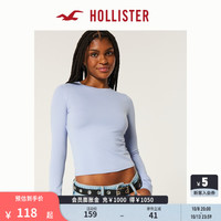 HOLLISTER24秋季新款美式弹力修身长袖圆领T恤上衣 女 KI339-3625 灰蓝色 L (165/100A)