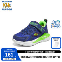 SKECHERS 斯凯奇 童鞋男童学步幼童魔术贴闪灯休闲鞋401660N 海军蓝色-柠檬色-NVLM 单层 26码