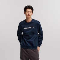 Semir 森马 冬季简约字母绣花休闲圆领落肩套头抓绒上衣时尚百搭校园风卫衣男