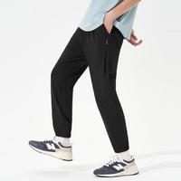 gxgjeans 2024年秋季黑色运动卫裤宽松长裤束脚男式休闲裤子男青少年