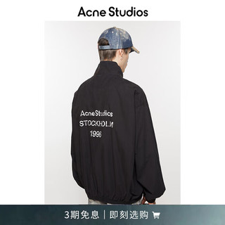 Acne Studios 男士1996印花复古做旧水洗拉链翻领夹克外套B90791 黑色 46