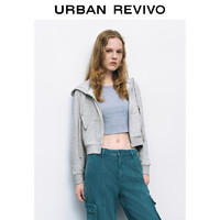 URBAN REVIVO UR2024秋季新款女时尚休闲运动风抽绳连帽卫衣外套UYY140026