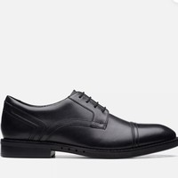 Clarks 其乐 男式 Un Hugh 帽子黑色皮革正装牛津鞋