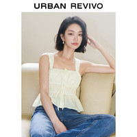 URBAN REVIVO UR2024夏季新款女时尚优雅温柔叠层压褶系带吊带衫UWL240043