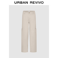 URBAN REVIVO UR2024秋季新款女装潮流街头休闲工装贴袋牛仔长裤UYV840019