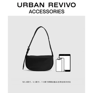 URBAN REVIVO2024秋冬女士通勤大容量斜挎包UAYB40040 黑色