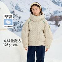 巴拉巴拉 廓形满印女童儿童羽绒服男童2024冬季连帽保暖中大童童装外套