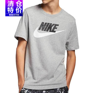 NIKE 耐克 官方男子T恤夏季纯棉针织休闲运动亲肤柔软情侣AR5005 411深藏青/(白) M