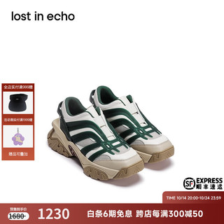 lost in echo 冬设计师品牌流线拼色厚底老爹运动鞋 绿色 37