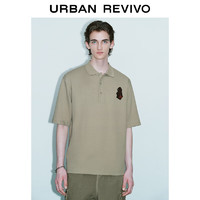 URBAN REVIVO UR2024夏季新款男装趣味撞色卡通图案宽松马球衫UMV440121