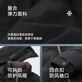 七匹狼【石墨烯三防】羽绒服2024冬连帽轻量弹力保暖休闲男装外套 001(黑色) 175/92A/XL