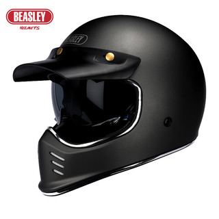 BEASLEY HELMETS 比斯力复古头盔全盔摩托车Z-502男女夏季巡航机车越野头盔 502-哑黑色 XL码（头围61-62）