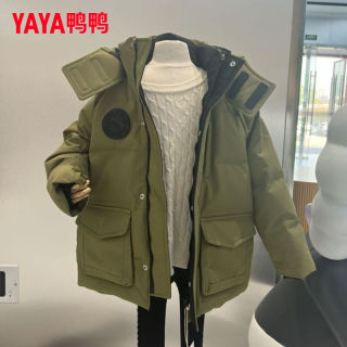 鸭鸭羽绒服鸭鸭（YAYA）儿童羽绒服男女童保暖中大童轻薄冬季外套潮连帽加厚青少年 绿色 140