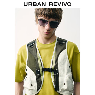 URBAN REVIVO UR2024秋季男潮流休闲户外风工装撞色拼接马甲UMV140051 冷灰 XS