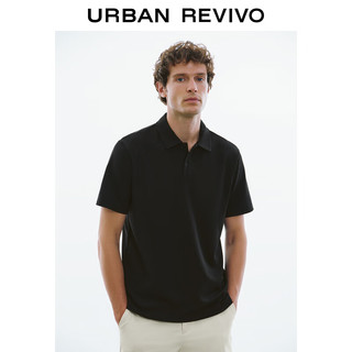 URBAN REVIVO 2024秋季男装轻商务时尚Polo领正肩马球衫UMM440001 黑色 XS