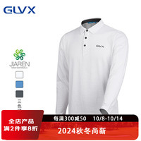 GLVX 高尔夫服装男装长袖POLO衫休闲衣服男士上衣户外运动弹力球衣 W1白色 S