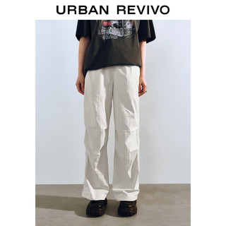 URBAN REVIVO 女士街潮微皱肌理贴袋系绳束脚裤 UYY640002 卡其 XS