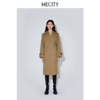 百亿补贴：MECITY 秋季羊毛混纺精致时尚女梭织长款百搭风衣外套