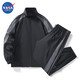 NASA RHUDE 运动套装春秋季新款潮流工装裤套装黑色 2XL（建议145-160斤）