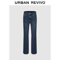 URBAN REVIVO 2024冬季新款女装复古时髦休闲简约牛仔长裤UWM840076