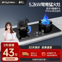 百亿补贴：WEILI 威力 新款WL901翻盖式猛火双灶厨房嵌入式易洁面板天然气煤气灶