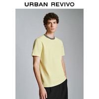 URBAN REVIVO UR2024秋季新款男装时尚撞色罗纹套头圆领短袖T恤UMF440150