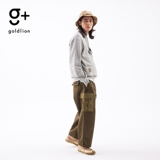 金利来（Goldlion）g+男士卫衣春秋季潮流撞色拼接贴袋百搭阔型圆领套头上衣 38-浅灰 L