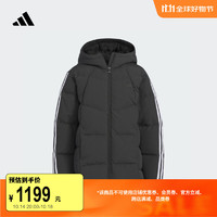 adidas 600蓬保暖连帽鸭绒羽绒服男大童儿童冬季阿迪达斯轻运动 黑色 122CM