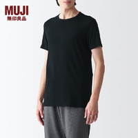 MUJI 無印良品 无印良品 MUJI 男式 棉质凉爽 圆领短袖T恤 打底衫 黑色 3S XL