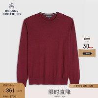 布克兄弟（BrooksBrothers）男士24秋美利奴羊毛圆领针织毛衣 B505-深红色 XS