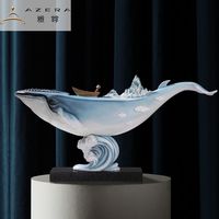 Yazun 雅尊 北欧轻奢鲸鱼摆件 客厅玄关电视柜艺术装饰 搬新家礼物乔迁新居礼品