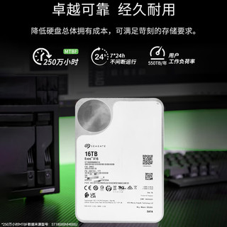 SEAGATE 希捷 海康威视希捷企业级硬盘16TB 256MB 7200RPM CMR垂直 SATA 服务器机械硬盘 网络存储服务器台式机