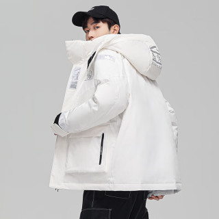 雅鹿羽绒服男冬季男士时尚连帽工装派克服保暖外套nr 白色 l