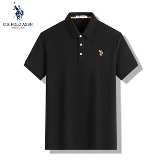 U.S. POLO ASSN. polo衫男短袖夏季商务休闲翻领男装上衣t恤 经典黑 XL