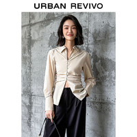 URBAN REVIVO UR 秋季女休闲时髦褶皱薄款开襟衬衫 UWG230058