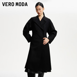 VERO MODA VEROMODA风衣外套女2024早春新款优雅简约大翻领双排扣 S59黑色