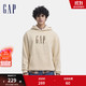 Gap 盖璞 男女装2024秋季新款印花字母logo抓绒660088连帽卫衣休闲上衣 米色 160/80A(S) 亚洲尺码