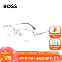 HUGO BOSS 男女款黑色半框黑色镜腿配镜光学近视眼镜框架 1289F AOZ 56MM