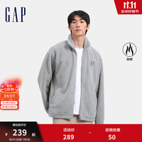 Gap男女装2024秋季字母logo加绒立领卫衣保暖休闲风外套658863 灰色 165/88A(S)亚洲尺码