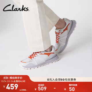 Clarks其乐男鞋春夏复古潮流拼色休闲鞋舒适缓震运动鞋男 白色/蓝色 261723277 39.5