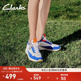 Clarks 其乐 男鞋男士跑鞋潮流百搭牛皮运动鞋舒适耐磨休闲 白色/蓝色 261699067 42